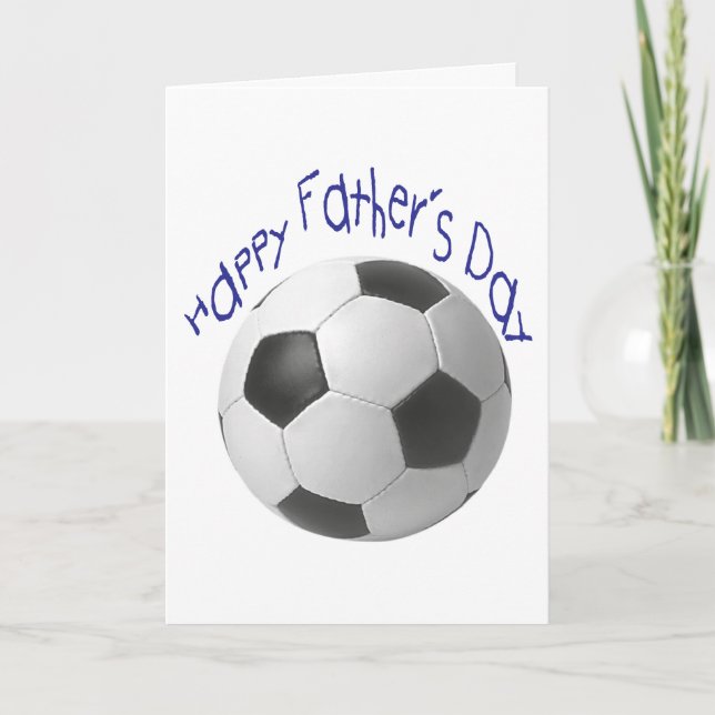 Tarjeta Feliz Día del Padre con arte futbolístico (Anverso)