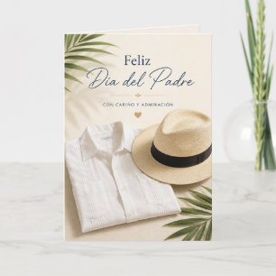 Tarjeta Feliz Día del Padre con Guayabera y Sombrero