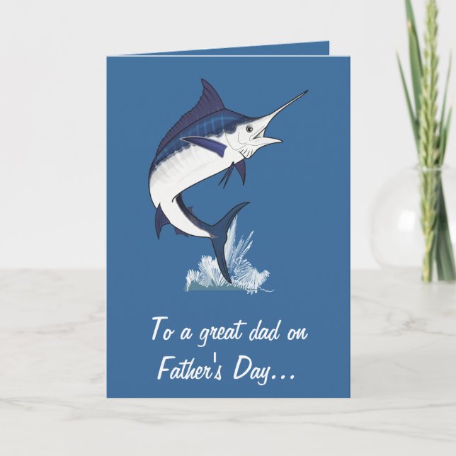Tarjeta Feliz Día del Padre con Marlin (Anverso)