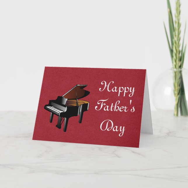 Tarjeta Feliz Día del Padre con pianista de piano (Anverso)