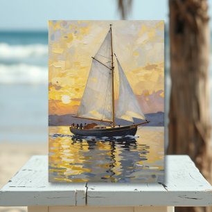Tarjeta Feliz Día del Padre con tema de barco de vela