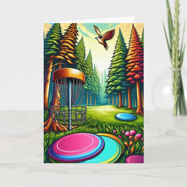 Tarjeta Feliz Día del Padre con tema de Disc Golf  (Anverso)