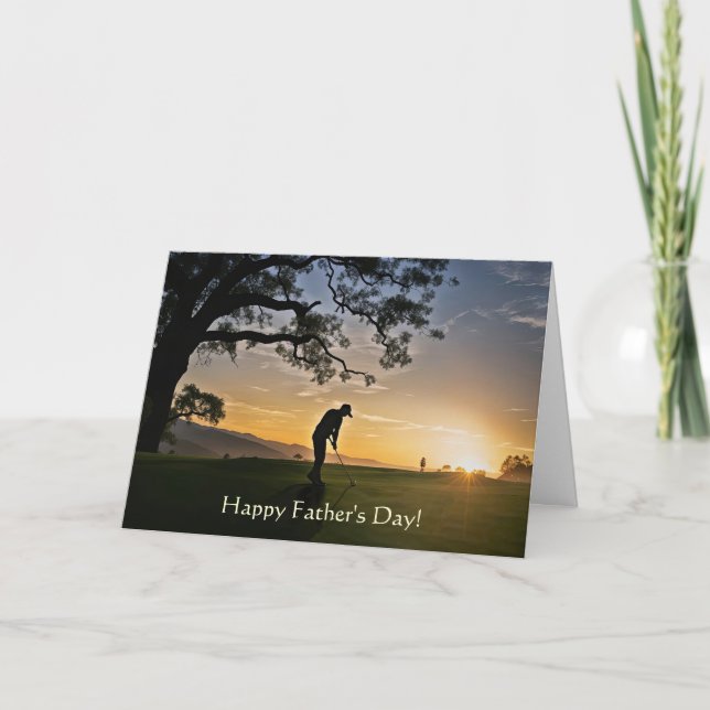 Tarjeta Feliz Día del Padre con tema de golf (Anverso)
