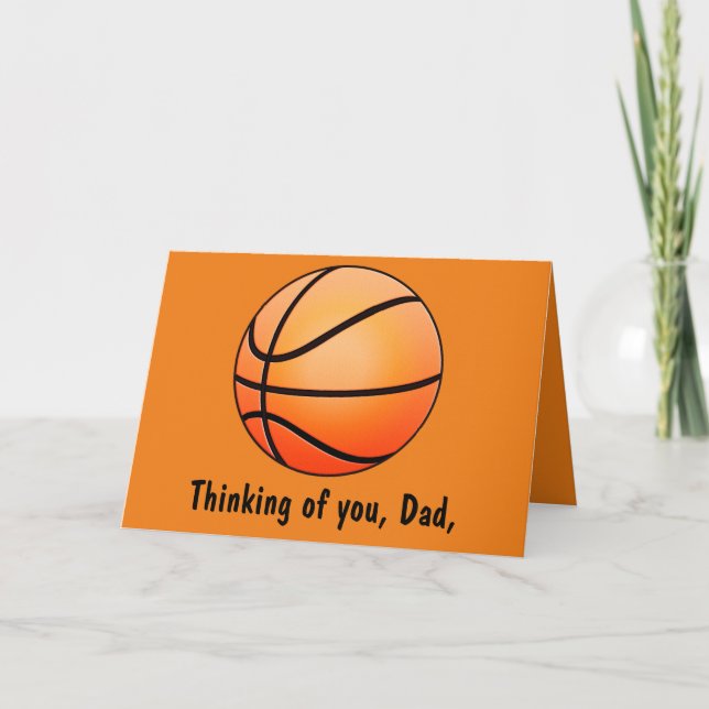 Tarjeta Feliz Día del Padre con una pelota de canasta (Anverso)