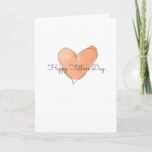 Tarjeta Feliz Día del Padre Corazón de Acuarela Naranja