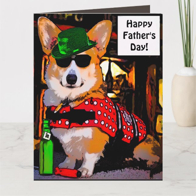 Tarjeta Feliz Día del Padre Corgi (Anverso)