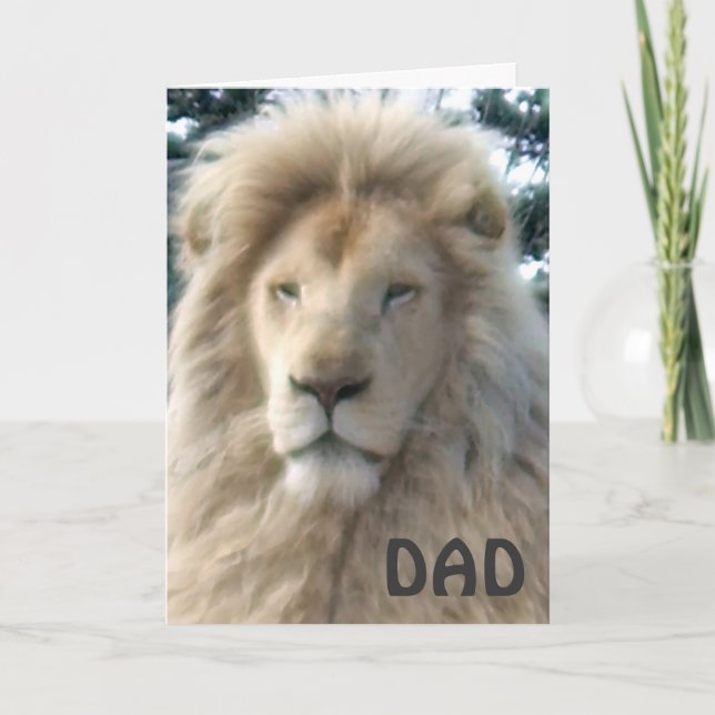 Tarjeta "Feliz Día del Padre" de cabeza de león (Anverso)