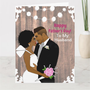 Tarjeta Feliz Día del Padre de Esposa Afroamericana