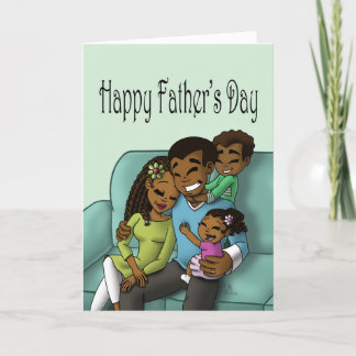 Tarjeta Feliz Día del Padre de la Familia Negra