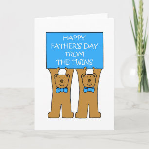 Tarjeta Feliz Día del Padre de los Gemelos, Osos Cutos.