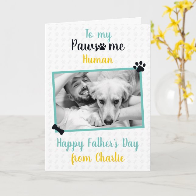 Tarjeta Feliz día del padre de perro a papá pastoso (flor amarilla)
