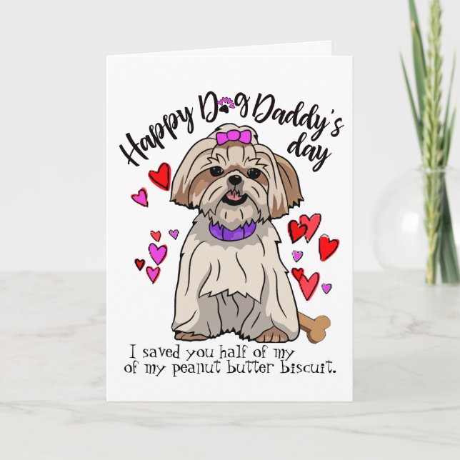 Tarjeta Feliz Día del Padre de tu cachorro Shih Tzu (Anverso)