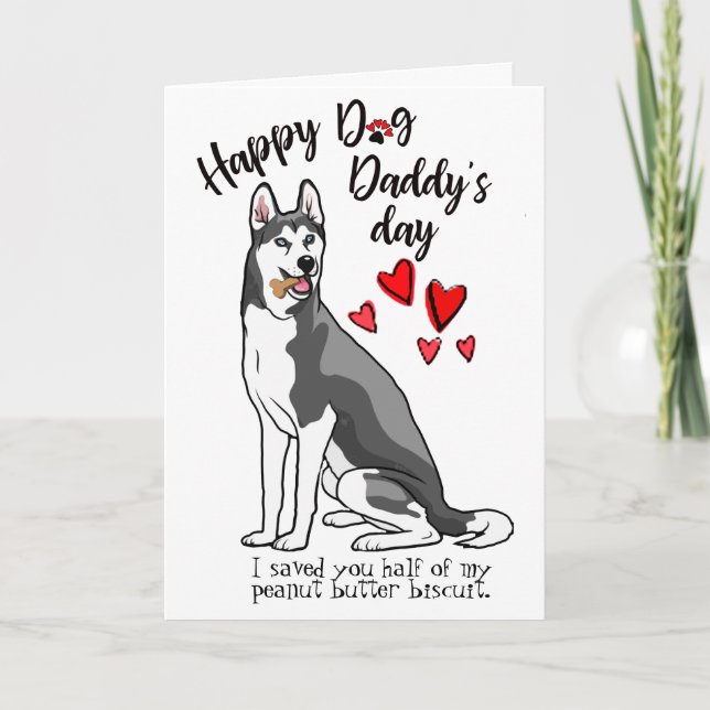 Tarjeta Feliz Día del Padre de tu Husky Perro Siberiano (Anverso)