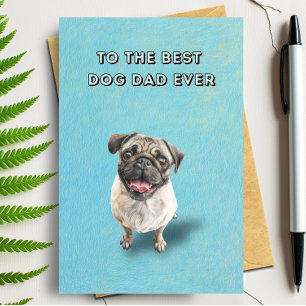 Tarjeta Feliz Día del Padre del Mejor Perro de Pug Cute