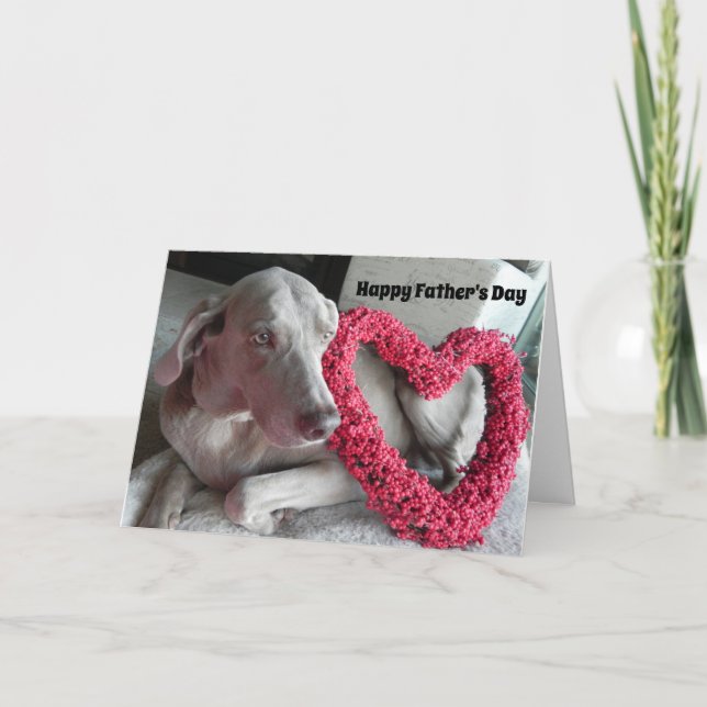 Tarjeta Feliz Día del Padre... Del Perro De Weimaraner (Anverso)