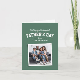 Tarjeta Feliz Día del Padre deportista una foto verde