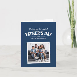 Tarjeta Feliz Día del Padre Deportivo una foto azul marino