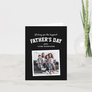 Tarjeta Feliz Día del Padre deportivo una foto blanco negr