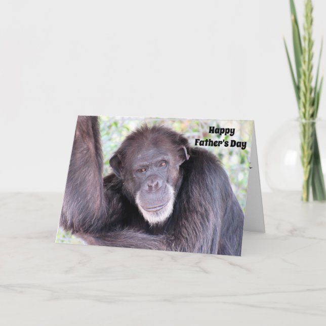 Tarjeta Feliz Día del Padre desde el chimpancé del viejo b (Anverso)