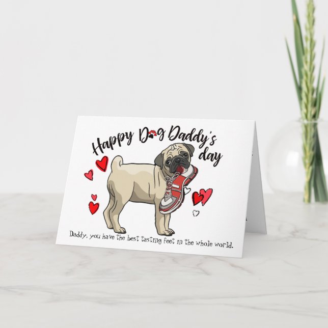 Tarjeta Feliz Día del Padre desde tu perro de pug (Anverso)