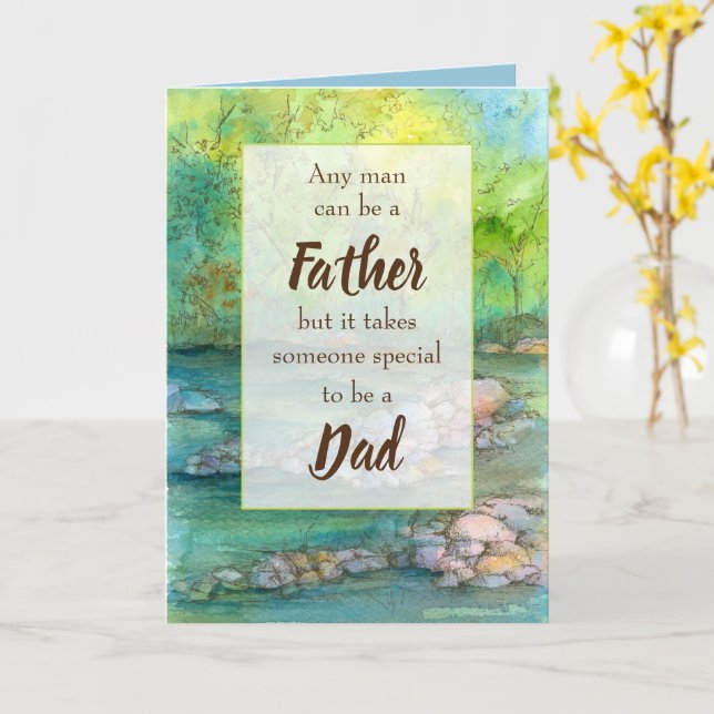 Tarjeta Feliz Día del Padre El río papá roca la naturaleza (flor amarilla)