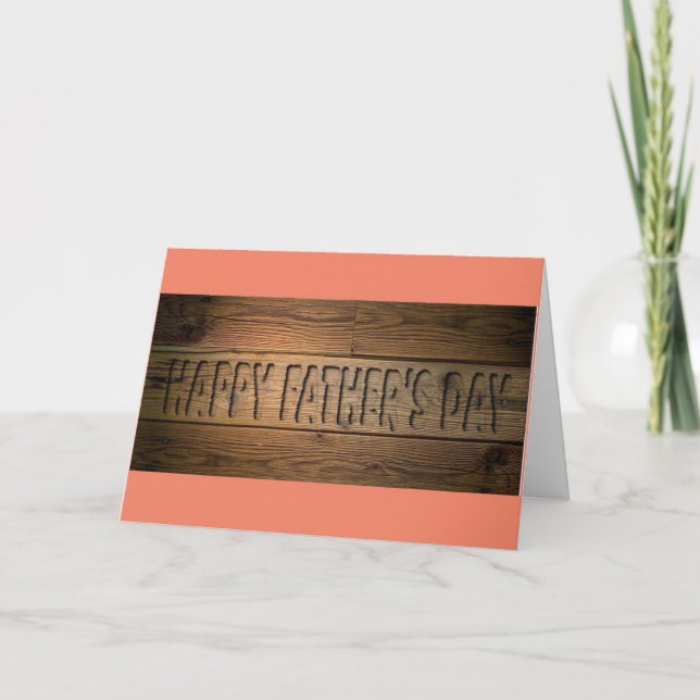 Tarjeta Feliz Día del Padre en la Madera (Anverso)