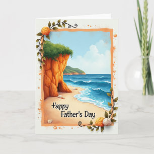 Tarjeta Feliz Día del Padre en la orilla del mar