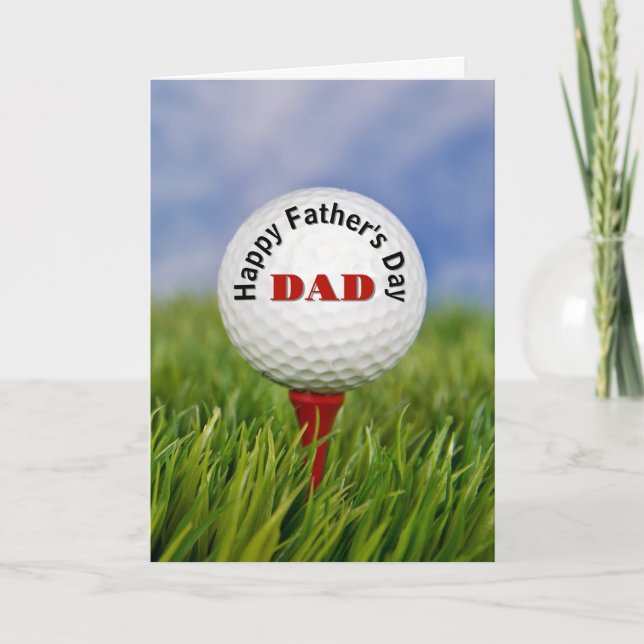 Tarjeta Feliz Día del Padre en una bola de golf (Anverso)
