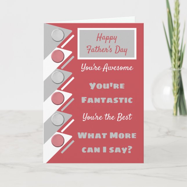 Tarjeta Feliz Día del Padre, eres genial gris rojo (Anverso)