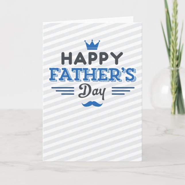 Tarjeta Feliz Día del Padre - Estribos, corona y bigote (Anverso)