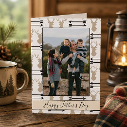 Tarjeta Feliz Día del Padre Foto de Cabeza de Ciervo y Fle