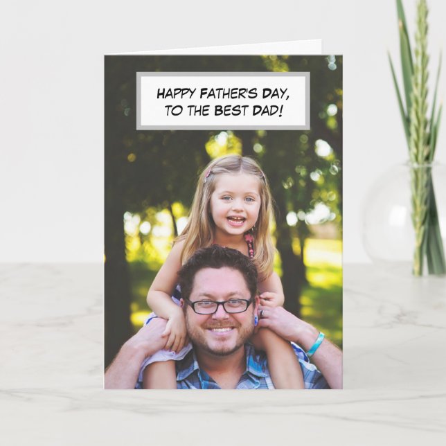 Tarjeta Feliz Día del Padre, foto de papá y niños (Anverso)