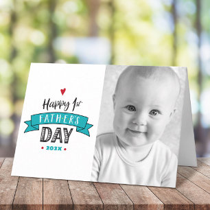 Tarjeta Feliz Día del Padre Foto negrita tipografía Verde