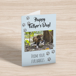 Tarjeta Feliz Día del Padre Foto Perro Gato Mascota Fur Ba