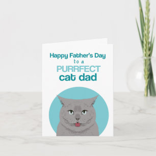Tarjeta Feliz Día del Padre, gato británico de Shorthair