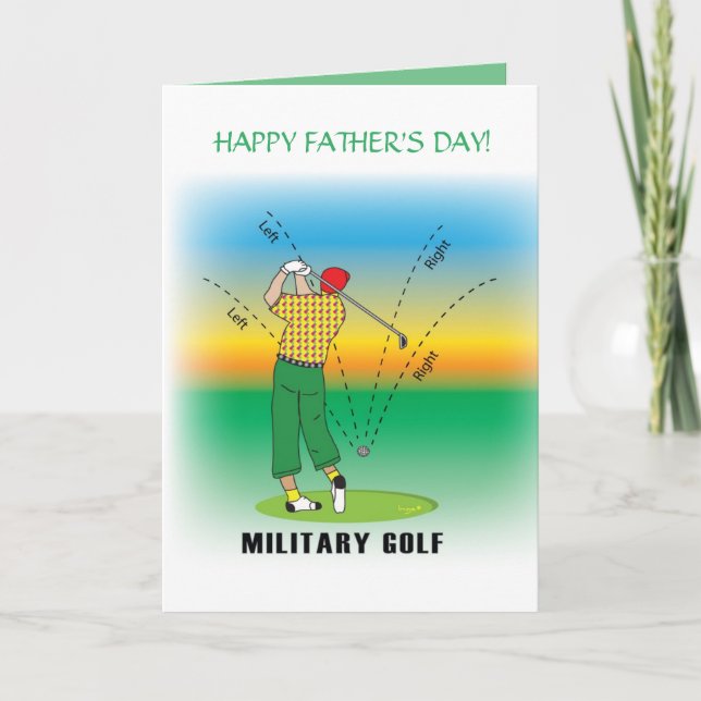 Tarjeta Feliz Día del Padre - GOLF - Estilo Militar (Anverso)