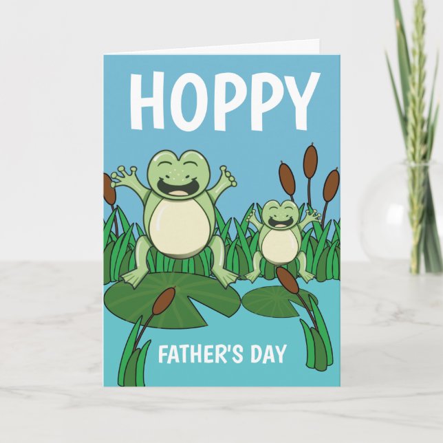 Tarjeta Feliz Día del Padre Hoppy Frogs (Anverso)