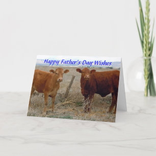 Tarjeta Feliz Día del Padre - Humor animal de vaca roja -