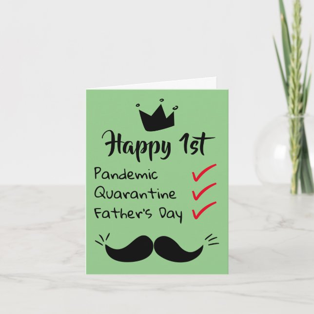 Tarjeta Feliz Día del Padre la pandemia de cuarentena verd (Anverso)