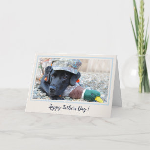 Tarjeta Feliz Día del Padre: Labrador Negro, perro de pato
