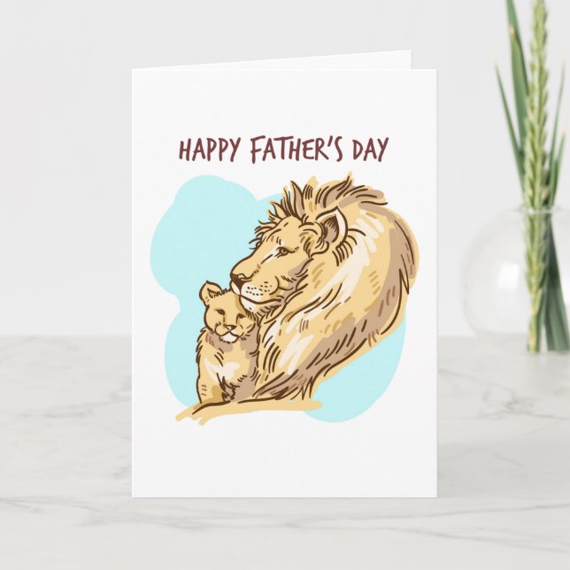 Tarjeta Feliz Día del Padre: León y Cubo (Anverso)