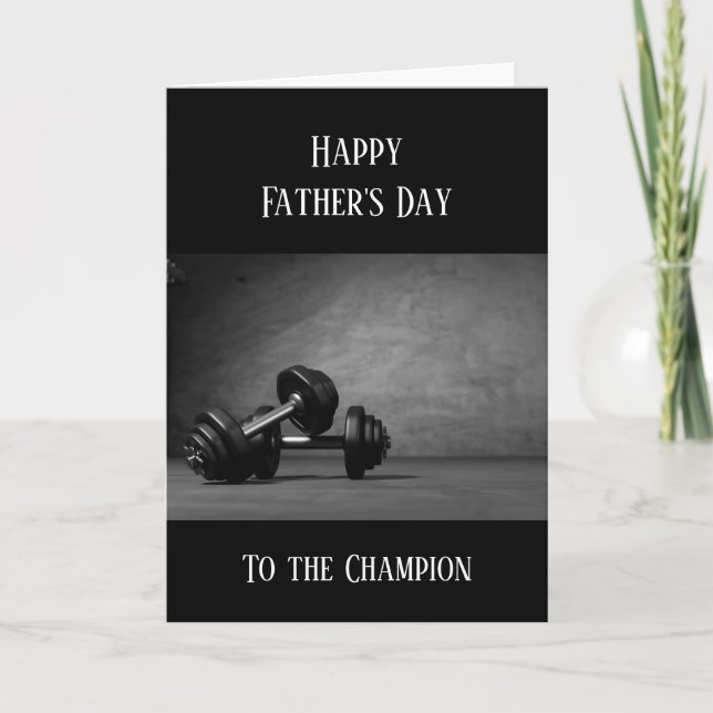 Tarjeta Feliz Día del Padre Levantamiento de peso Gimnasio (Anverso)