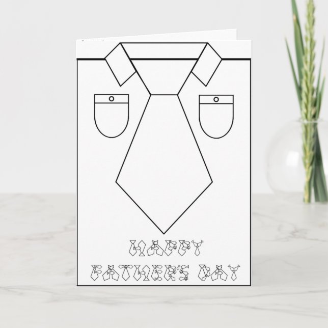 Tarjeta Feliz Día del Padre Línea Arte Necktie Tie de la c (Anverso)