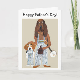 Tarjeta Feliz Día del Padre Moonshiner Hound y cachorro Be