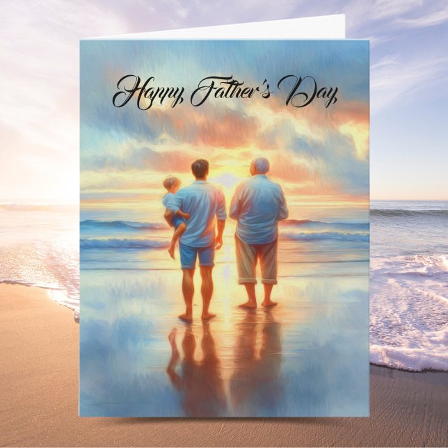 Tarjeta Feliz Día del Padre, padre acuarela, hijo, abuelo (Celebrate the Dad's in your life!)