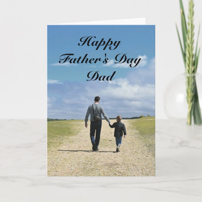 Tarjeta Feliz Día del Padre, padre e hijo (Anverso)