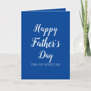 Tarjeta Feliz Día del Padre, papá divertido hijo favorito