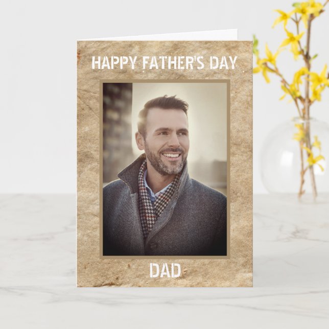 Tarjeta Feliz Día del Padre Papá Foto Personalizada (flor amarilla)