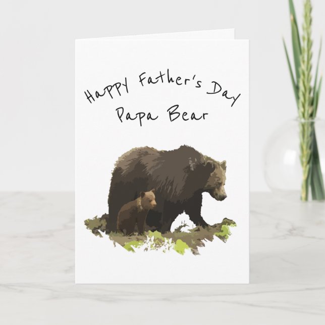 Tarjeta Feliz Día del Padre Papá Oso Papá, Padre (Anverso)