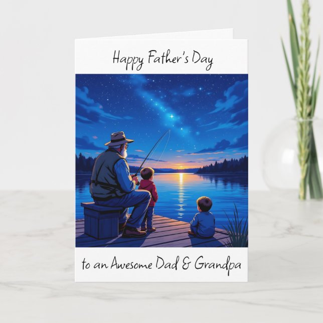 Tarjeta Feliz Día del Padre, papá y abuelo (Anverso)